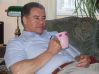 relaxing with a mug of green tea